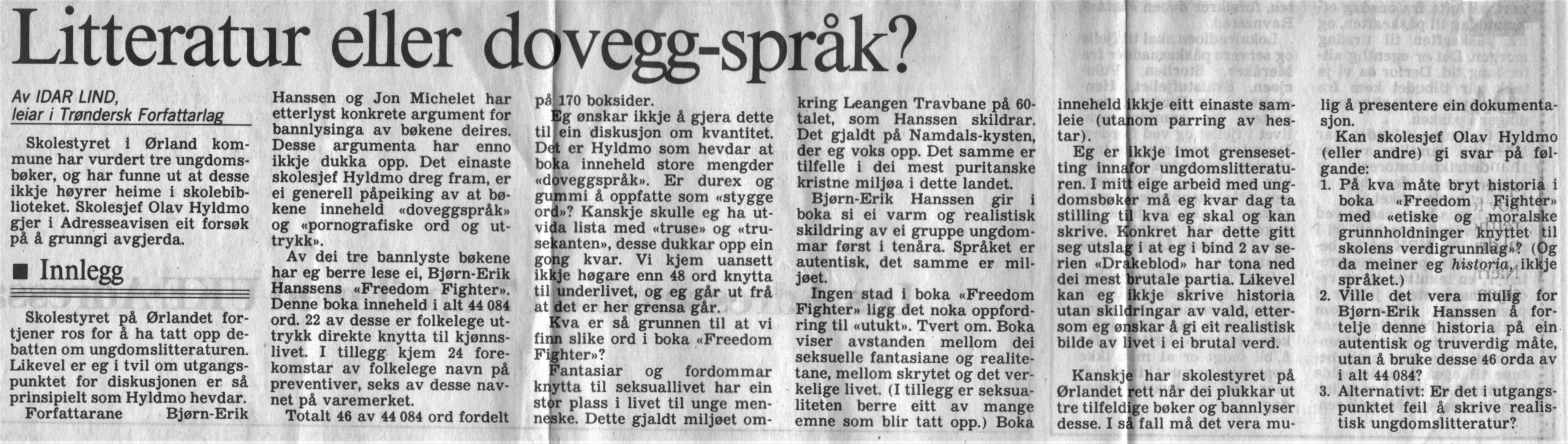 Idar Lind Adressa 06.04.1990 red